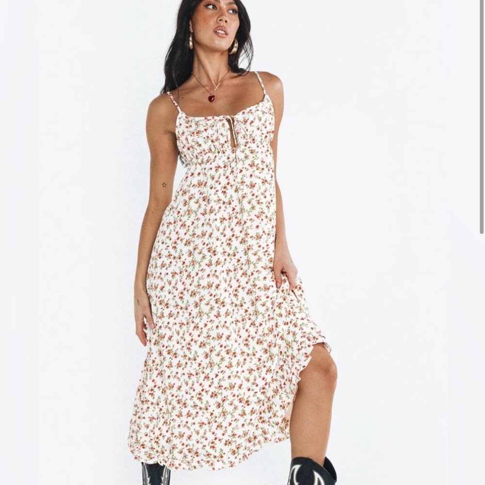 PRINCESS POLLY Empress of Love Maxi Dress Size 4, Floral White